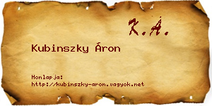 Kubinszky Áron névjegykártya