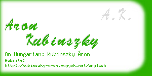 aron kubinszky business card